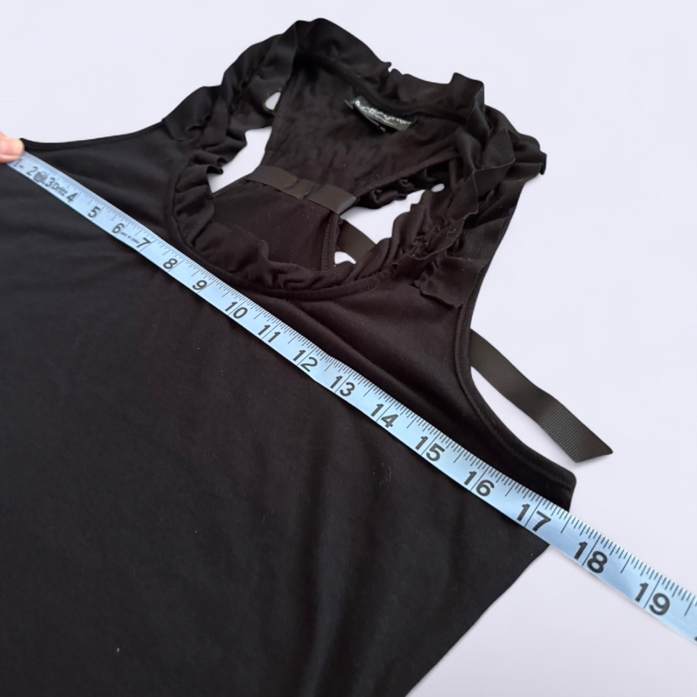 Self Esteem Black Racerback Ruffle Top Ruffles & Bow Y2K Style - Picture 4 of 5